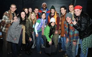 The cast of Rent backstage at First Night, prior to the show's opening number. Pictur Photo